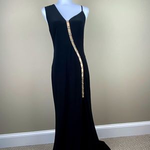 Tadashi Shoji SHO NWT  size 6 black dress with high slit.